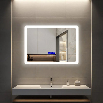 Sline 700X500mm Bluetooth Led Mirror With 3-Colour Modes Memory Function Demister Pad Digital Clock from B&Q