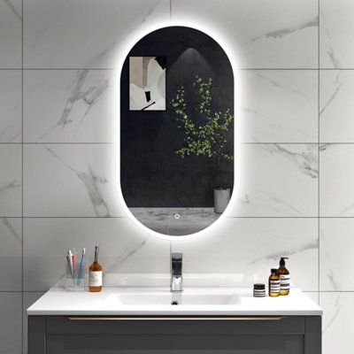 Sline 600X800mm Oval Bathroom Led Mirror With Demister Pad,dimmable 3 Colour,touch Control,memory Function,ip44 Rated from B&Q