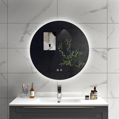 B&Q -  600mm Backlit Round Bathroom Led Mirror Dimmable 3 Colour Temperatures Anti-Fog Touch Control Memory Function