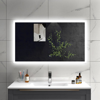 Sline 1200X700mm Bathroom Led Mirror With Cold Light,touch Control,memory Function,demister Pad,frosted Edges,horizontal/vertical from B&Q