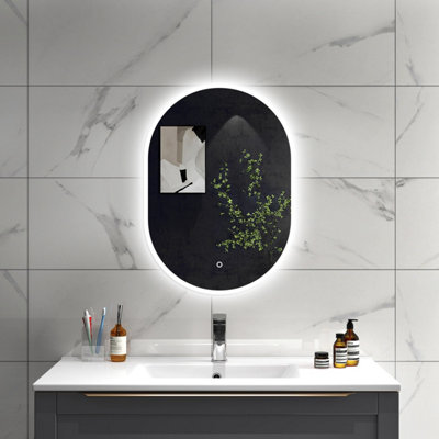 Sline Oval Bathroom Led Mirror 500X700mm With Demister Pad,dimmable White Lights,touch Control,memory Function,ip44 Rated from B&Q
