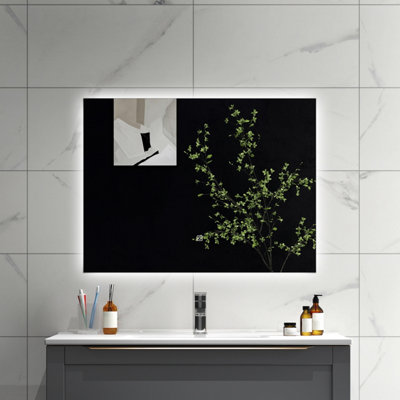 Sline 800X600mm Rectangular Led Bathroom Mirror 6000K Cold White Light Touch Control With Memory Function from B&Q