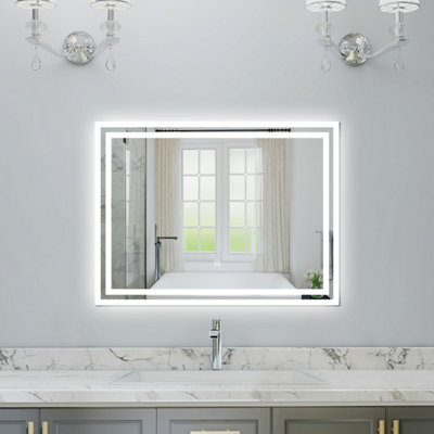 Probaty Bathrooms Bathroom Illuminated Led Mirror With Demister Pad 800X600mm Rectangular Backlit Wall Mounted,touch Sensor Switch from B&Q