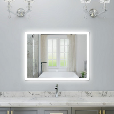 Probaty Bathrooms Bathroom Mirror With Illuminated Led Demister Pad,600X500mm Rectangular Backlit Wall Mounted,touch Sensor Switch Ip44 Rated from B&Q