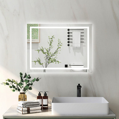 Probaty Bathrooms Bathroom Mirror 1000X600mm Dimmable Led With Anti-Fog Ip44 Rated Illuminated Backlit Wall Mounted Touch Switch Vanity Mirror from B&Q