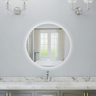 Probaty Bathrooms Bathroom Led Mirror 500X500mm Round With Dimmable Backlit IlluminatedAnti-Fog Ip44 RatedWall Mounted,touch Sensor from B&Q