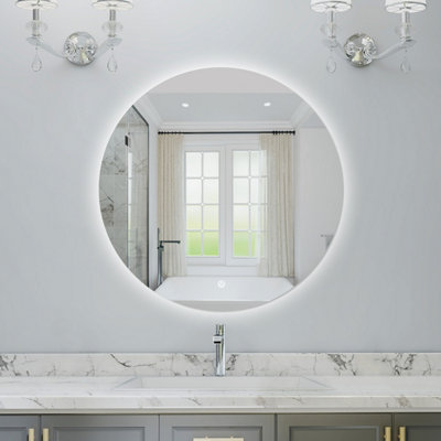 Probaty Bathrooms Bathroom Led Mirror 900X900mm Round With Dimmable Backlit IlluminatedAnti-Fog Ip45 RatedWall Mounted,touch Sensor from B&Q