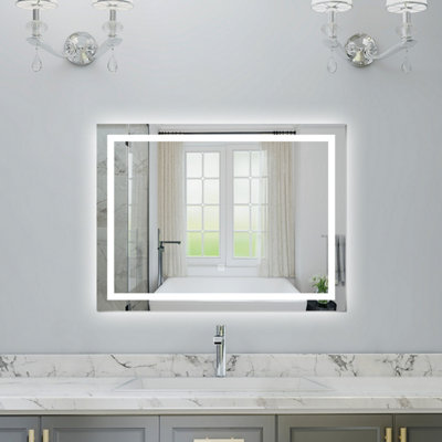 Probaty Bathrooms Bathroom 3 Colors Dimmable Led Mirror 1000X800mm With Anti-Fog Ip44,wall Mounted Touch Switch Backlit Vanity Mirror from B&Q