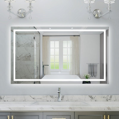 Probaty Bathrooms Bathroom 3 Colors Dimmable Led Mirror 1600X800mm With Anti-Fog Ip44,wall Mounted Touch Switch Backlit Vanity Mirror from B&Q