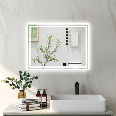 Probaty Bathrooms 80X60Cm Backlit Led Mirror With 3-Color Temperature,shaver Socket,memory Function,anti-Fog,wall Vanity Mirror from B&Q
