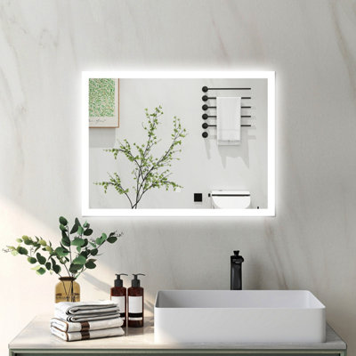 B&Q -  Mirror 50X70Cm 3-Color Dimmable Led Backlit With Shaver Socket Memory Function,anti-Fog Wall Vanity Mirror