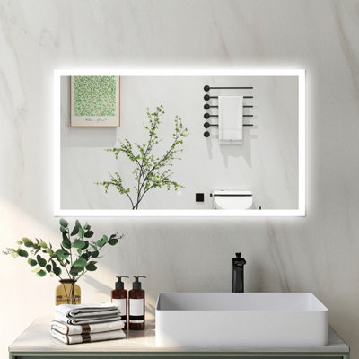 B&Q -  Mirror 120X60Cm 3-Color Dimmable Led Backlit With Shaver Socket Memory Function,anti-Fog Wall Vanity Mirror
