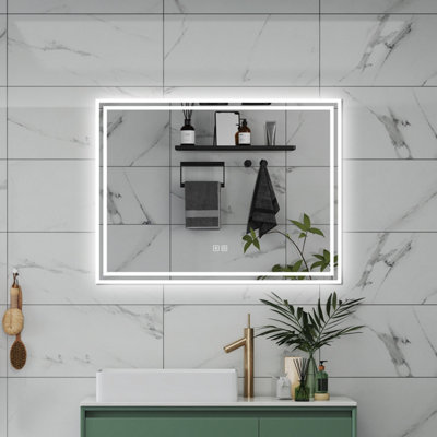 Probaty Bathrooms 800X600mm Bathroom Led Mirror 3 Colors Dimmable With Bluetooth Memory Function,anti-Fog Wall Mounted Vanity Backlit Mirror from B&Q