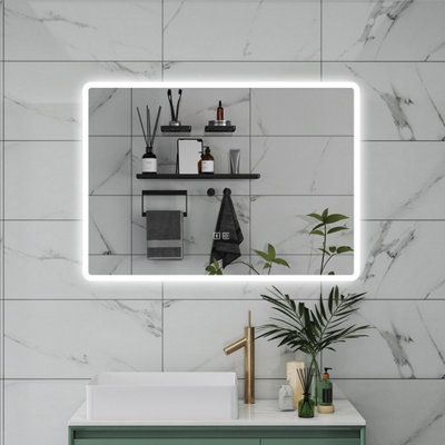 Probaty Bathrooms 1000X600mm Bathroom 3 Colors Dimmable Led Mirror With Bluetooth And Memory Function,anti-Fog Wall Mounted Vanity Backlit Mirror from B&Q