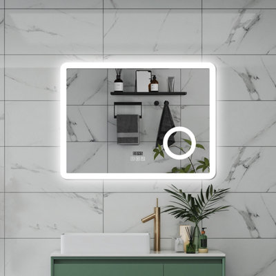 Probaty Bathrooms Led Mirror 3-Color Backlit With Bluetooth,clock And Magnifier,memory Function,anti-Fog Wall Mounted,80X60Cm from B&Q