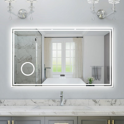 Probaty Bathrooms 100X60Cm 3-Color Dimmable Led Mirror With Bluetooth,clock And Magnifier,memory Function,anti-Fog,wall Vanity from B&Q
