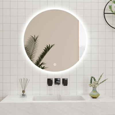 Probaty Bathrooms 500X500mm Bathroom Round Mirror With Dimmable Illuminated Led,touch Sensor Ip44,wall Mounted Backlit Vanity Mirror from B&Q