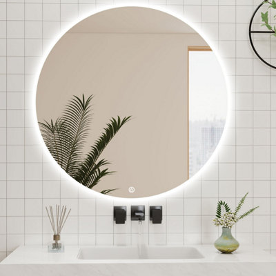 Probaty Bathrooms 700X700mm Bathroom Round Mirror With Dimmable Illuminated Led,touch Sensor Ip44,wall Mounted Backlit Vanity Mirror from B&Q