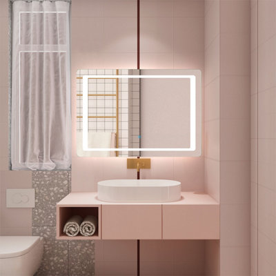 Probaty Bathrooms Led Mirror Dimmable Illuminated 800X600mm With Anti-Fog,touch Switch Backlit Wall Mounted Vanity Mirror from B&Q