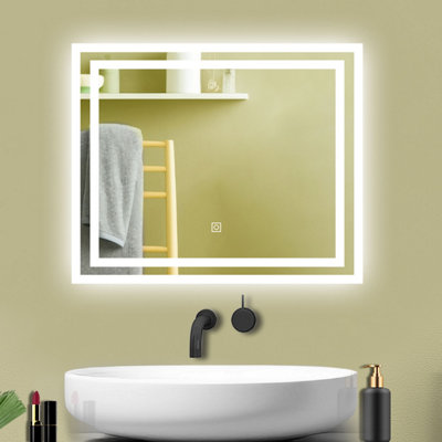 Probaty Bathrooms Led Illuminated Mirror With Demister Pad Rectangular 600X500mm,backlit Wall Mounted,touch Sensor Smart Mirror from B&Q