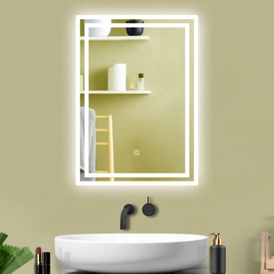 Probaty Bathrooms Led Illuminated Mirror With Demister Pad Rectangular 700X500mm,backlit Wall Mounted,touch Sensor Smart Mirror from B&Q