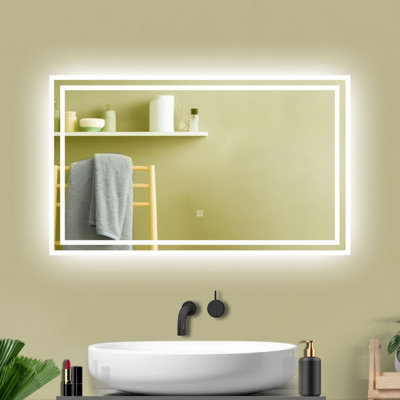 Probaty Bathrooms Led Illuminated Mirror With Demister Pad Rectangular 1000X600mm,backlit Wall Mounted,touch Sensor Smart Mirror from B&Q