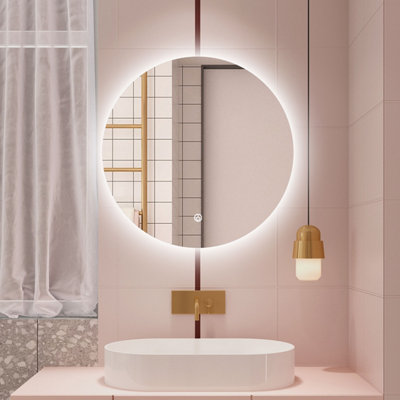 B&Q -  Led Mirror Round 800mm With Backlit Illuminated,anti-Fog Ip44,wall Mounted,touch Sensor Smart Vanity Mirror