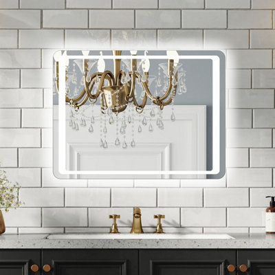Probaty Bathrooms Led Illuminated Mirror Dimmable 700X500mm,hand Sweep Sensor Switch With Anti-FogBacklit Wall Vanity Mirror