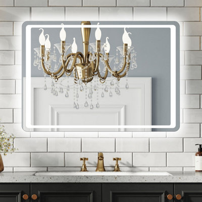 B&Q -  Led Illuminated Mirror Dimmable 800X600mm,hand Sweep Sensor Switch With Anti-FogBacklit Wall Vanity Mirror