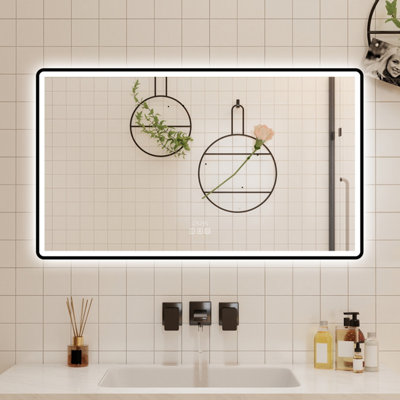 Probaty Bathrooms 3-Color Led Mirror Backlit,80X60Cm Black Framed With Bluetooth And Clock,memory Function,anti-Fog Wall Vanity from B&Q