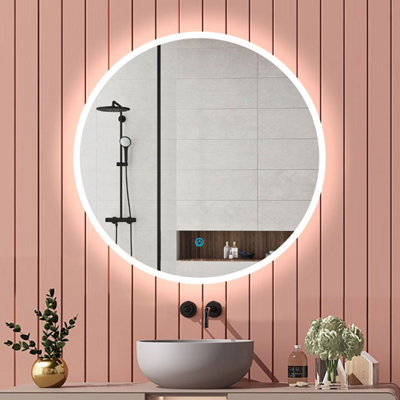 Probaty Bathrooms Mirror 600mm Round With Led Illuminated,touch Sensor,memory Function,ip44,backlit Wall Vanity Mirror from B&Q