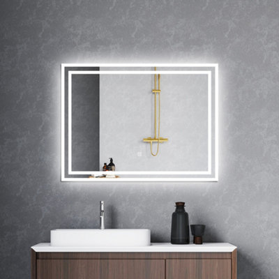 Probaty Bathrooms Bathroom 3-Colour Led Mirror 80X60Cm With Anti-Fog And Memory Function,backlit Wall Vanity Mirror,touch Sensor Switch,ip44 from B&Q