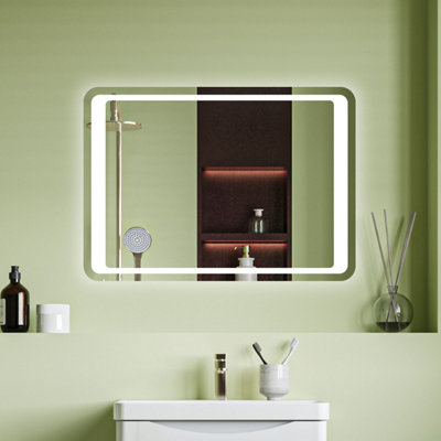 Probaty Bathrooms Bathroom Led Mirror With Anti-Fog 700X500mm,backlit Wall Vanity Frameless Mirror,gesture Control,memory Function,ip44 from B&Q