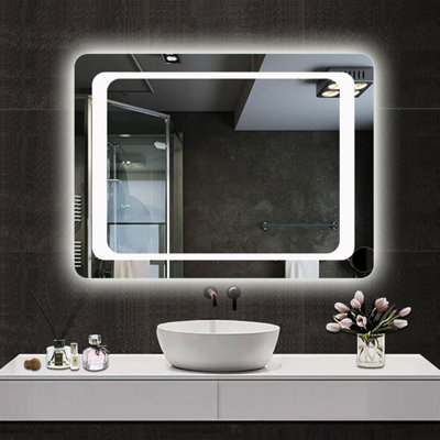 Probaty Bathrooms Bathroom Led Mirror With Anti-Fog 800X600mm,backlit Wall Vanity Frameless Mirror,gesture Control,memory Function,ip44 from B&Q