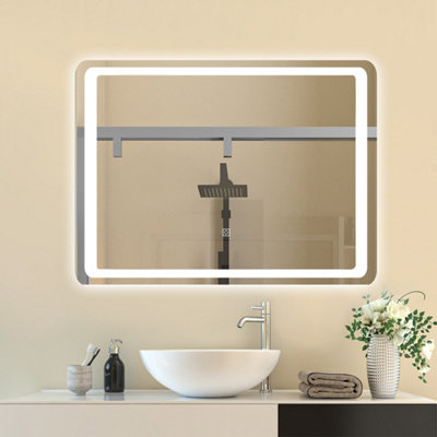 Probaty Bathrooms Bathroom Led Mirror With Anti-Fog 800X600mm,touch Sensor Switch,memory Function,ip44,backlit Wall Vanity Frameless Mirror from B&Q