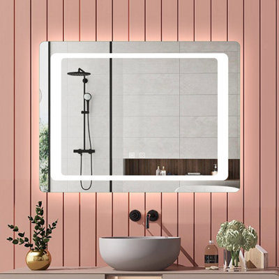 Probaty Bathrooms Bathroom Led Mirror 600X800mm With Anti-Fog,touch Sensor Switch,memory Function,backlit Wall Vanity Frameless Mirror,ip44