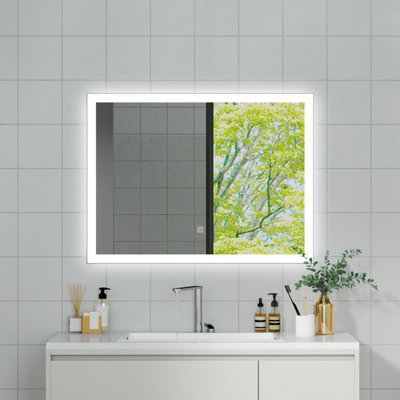 Probaty Bathrooms Bathroom Illuminated Led Mirror With Shaver Socket,demister Pad,800X600mm Rectangular Backlit Wall Mounted,touch Switch Ip44 from B&Q