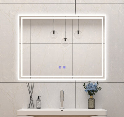 Probaty Bathrooms Bathroom 3-Color Led Mirror 80X60Cm With Bluetooth And Anti-Fog,memory Function,touch Sensor Wall Backlit Vanity Mirror,ip44 from B&Q