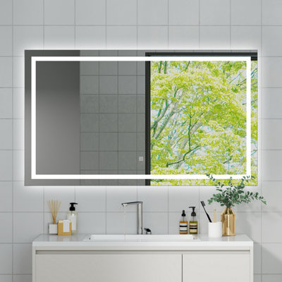 Probaty Bathrooms Bathroom 120X70Cm 3-Color Led Mirror With Anti-Fog And Memory Function,touch Sensor Wall Backlit Vanity Mirror,ip44 from B&Q