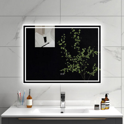 Sline 1000X600mm Bluetooth Bathroom Led Mirror,dimmable 3 ColorsAnti-Fog Mirrors Ip44 Rated,horizontal/vertical from B&Q