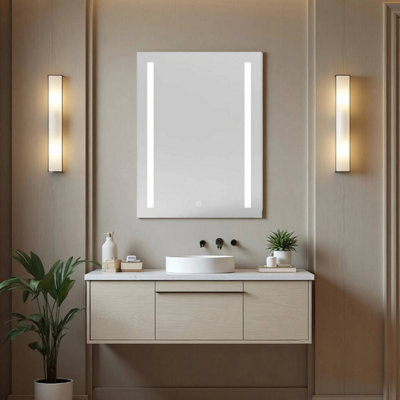 Sline 500X700mm Wall Mounted Metal Bathroom Mirror Cabinet With White Lights And Shaver Socket Ip44 from B&Q