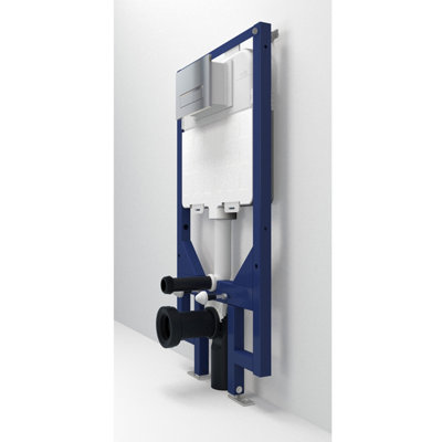 Probaty Bathrooms Wall Hung Toilet 1.14M Concealed Cistern Frame Chrome Dual Flush Plate Square Button from B&Q