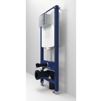 Probaty Bathrooms 1.14M Concealed Wall Hung Toilet Cistern Frame Square Button Dual Flush Plate Chrome from B&Q