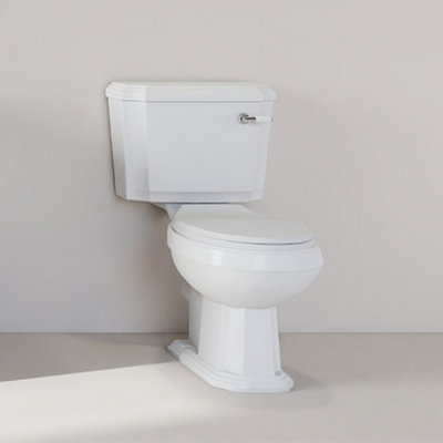 AVER-GROWTH Bathroom Close Coupled Toilet White Ceramic Traditional Dual Flush Cistern Oval Wc Pan With Soft Close Seat from B&Q