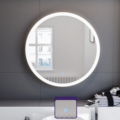 Nes Home Modern Round Bathroom Led Mirror With Battery Powered Touch 600mm from B&Q