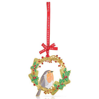 Tipperary Crystal Sparkle Robin And Wreath Christmas Tree Decoration - Image 4