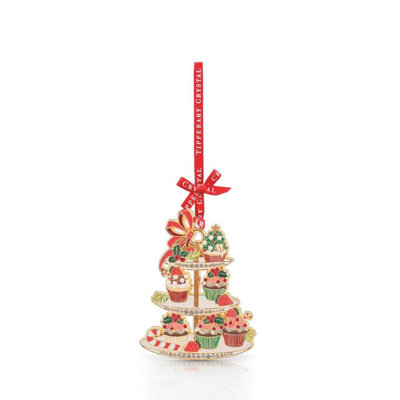 B&Q -  Crystal Sparkle Cake Stand Hanging DecorationMetal Star Ornament With Red RibbonGift Box