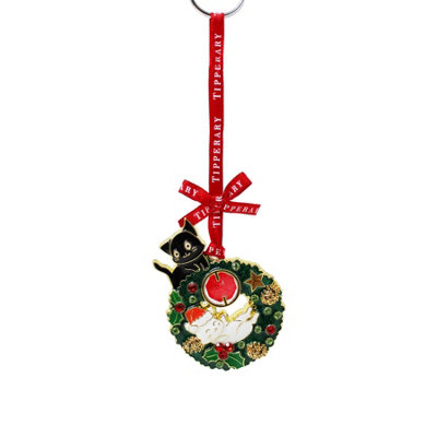 Tipperary Unisex Green Cat Wreath Gem Christmas Tree Hanging Decoration In - Image 3