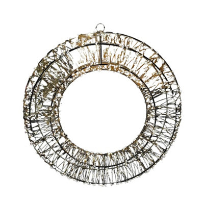 50cm 1440 Warm White LEDs Outdoor Christmas Wreath with Lights Pre Lit ...