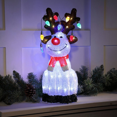 50cm Acrylic Christmas Reindeer with LED String Lights